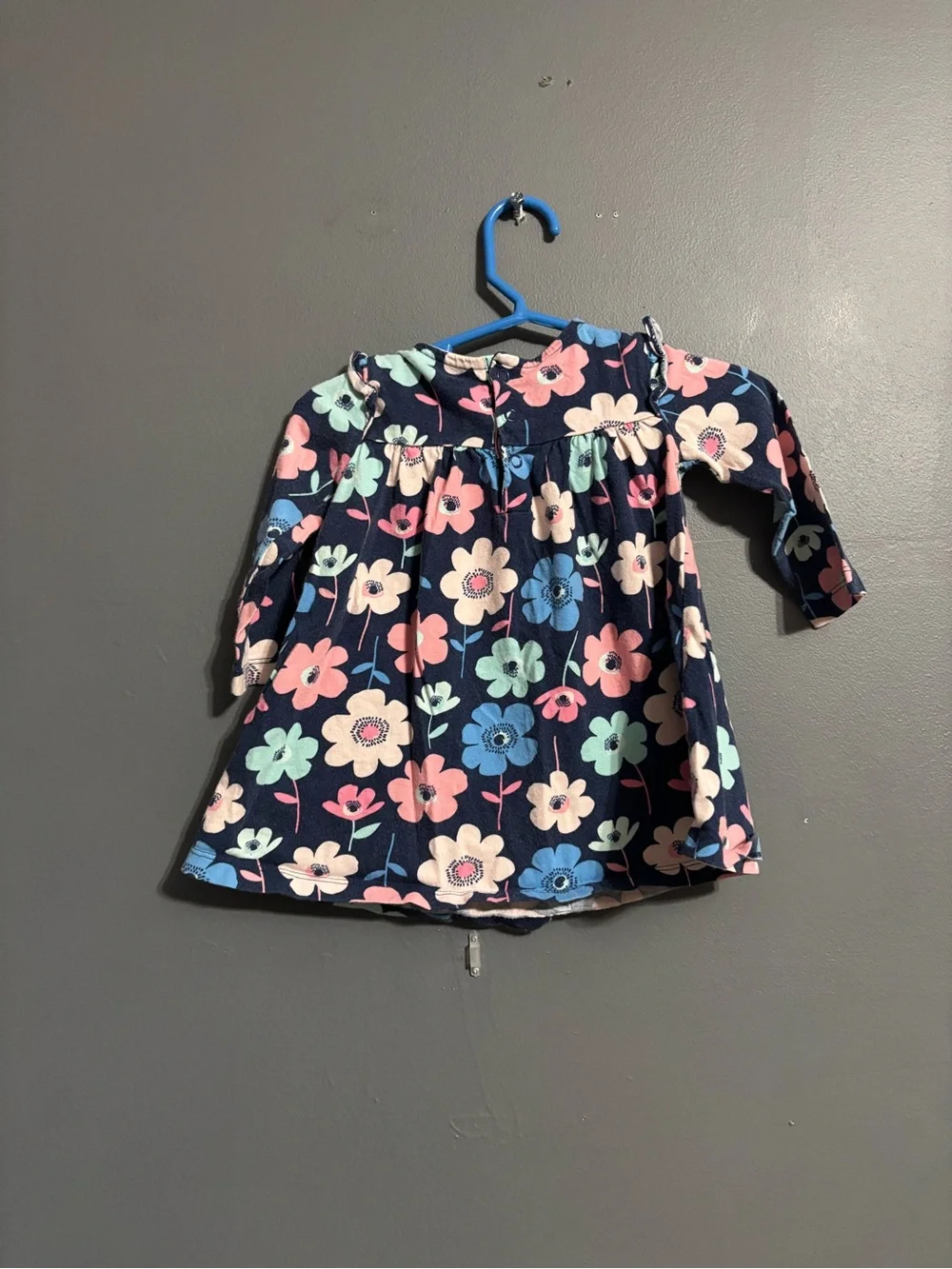 Carter's colorful feminine Flower 100% Cotton Long Sleeve A-Line Dress Girls 12m